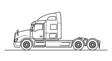 Fototapeta premium Vector design of a semi-truck cab and chassis, representing commercial transport logistics