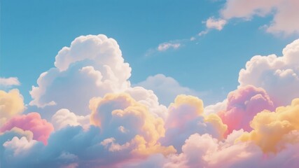 Vividly colored clouds in a clear blue sky during sunrise or sunset