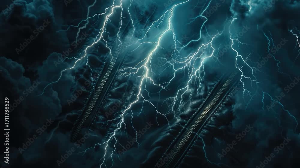 Wall mural a dramatic display of lightning in the night sky, ideal for use as a background or atmospheric eleme