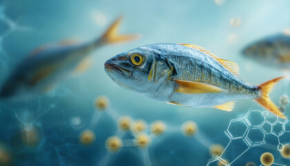 Fototapeta premium Exploring the intersection of fish, omega 3 molecules, and food technology for health solutions