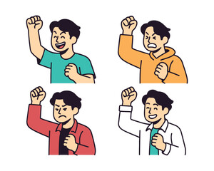Fototapeta premium Simple Vector of a Happy Young Man in Casual Outfit