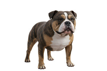 Fototapeta premium American English bulldog dog standing, muscular short-haired breed illustration isolated on transparent PNG