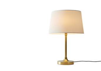 Elegant Brass Table Lamp with White Shade Perfect for Interior Design Projects isolated on transparent background