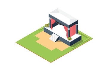 modern isometric illustration of sacred marriage vow altar with flowers, Suitable for Diagrams, Infographics, Game Assets, and Other Graphics