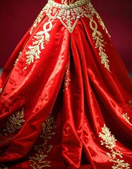 Red gown, opulent details