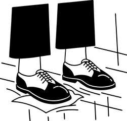 Businessman stepping on slippery floor, safety caution office shoes on wet surface, accident and workplace hazard risk