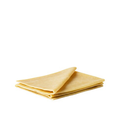 Folded Yellow Raw Dough Sheets Isolated on White Background