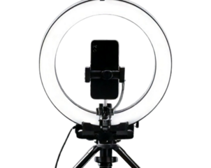  Content Creator Ring Light with Phone Mount on Tripod, isolated PNG