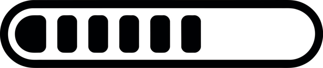 Simple loading bar graphic with rounded segments on a white background