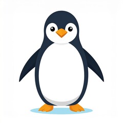 Fototapeta premium Cute cartoon penguin standing on ice adorable arctic bird character illustration.