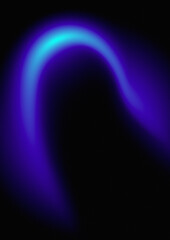 Vibrant abstract design featuring smooth, glowing curve in shades of blue and purple against black background, evoking sense of mystery and depth