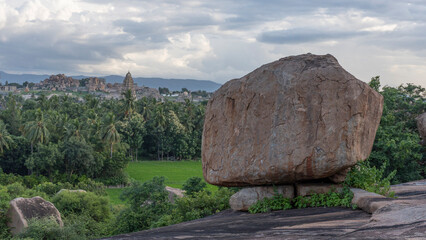 A view of Hampi's UNESCO Heritage site from the other side of the river.