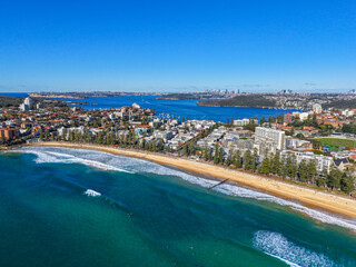 Aerial view on famous Manly Beach and Manly, Sydney, Australia.