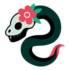 A cute cartoon snake character forming a circle, a funny serpent vector illustration