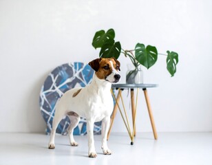 Dog in modern home interior