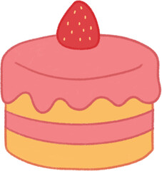 vector illustration pink strawberry birthday cake