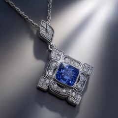 Elegant sapphire and diamond pendant