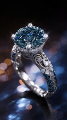 Luxurious blue sapphire and diamond ring