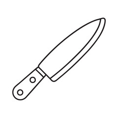 Sleek Kitchen Essential A Streamlined Illustration of a Chef's Knife Depicting Sharp Precision and Culinary Artistry in Minimalist Black and White