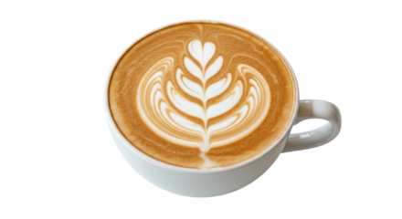 Latte art in a white cup coffee drink 6.