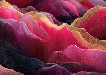 Abstract layered mountain range in vibrant colors