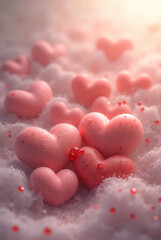 Obraz premium ピンクのハートの石 | Pink heart-shaped stone Generative AI