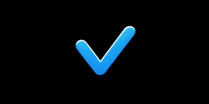 Blue checkmark icon on black background - Powered by Adobe