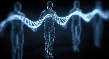 Abstract 3D figures connected by DNA strands