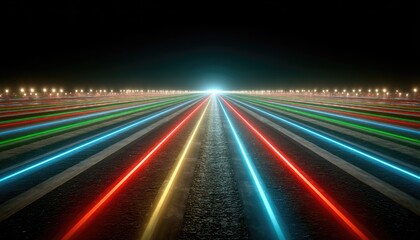 Multi-colored neon highway at night