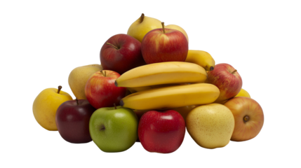 Pile of assorted fruits on transparent background
