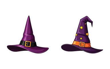 Purple witch hats vector illustration