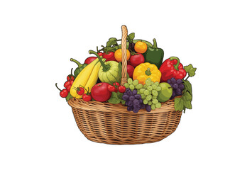 clipart fruit basket watercolor illustration