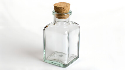 Eco-Friendly Glass Bottle with Cork Isolated on White Background.