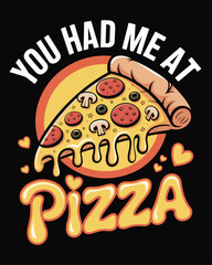 funny cartoon vector illustration of a funny pizza shirt design