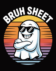 Funny Halloween Bruh Sheet ghost vector illustration