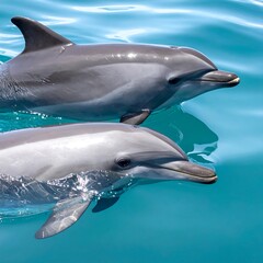 Fototapeta premium Two dolphins in turquoise water