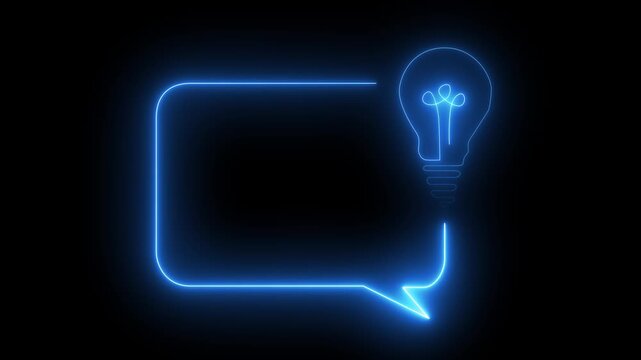 Creative future neon light bulb concept design glowing with on black background. technology energy concept, energy idea, electric neon bulb icon 4k video animation.