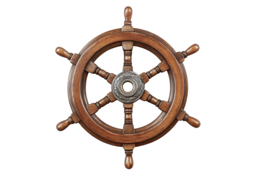 Ship boat steering wheel isolated on transparent background, Clipart png - Powered by Adobe