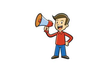 businessman shouting into megaphone