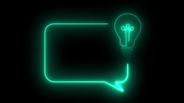 Creative future neon light bulb concept design glowing with on black background. technology energy concept, energy idea, electric neon bulb icon animation.