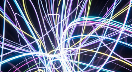 Abstract Neon Light Trails A Colorful Composition of Dynamic Lines and Motion