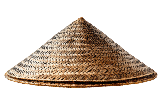 Conical straw hat, woven pattern