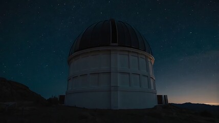 Fototapeta premium Clean Silhouette of Telescope Dome Framed by Night Sky