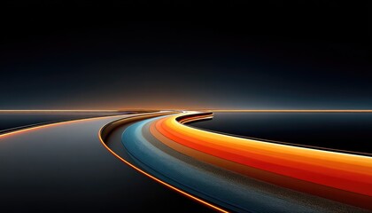 Colorful, curving road on dark background