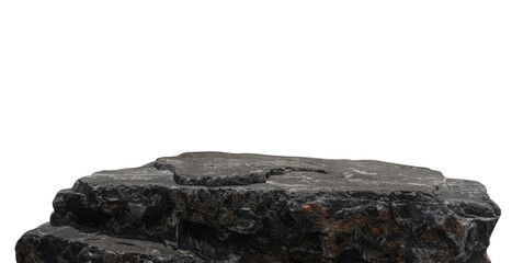Rock Mountain, Stone Podium, Cliff granite rock Isolated on white background well material floor stage design presentation montage your products space advertising display promotion, Clipping path