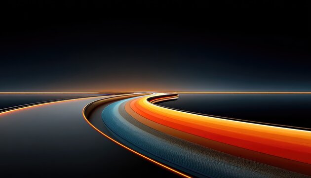 Colorful, curving road on dark background