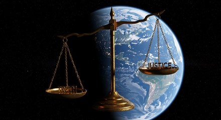 Global justice scale earth