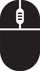 Mouse with scroll wheel detail silhouette icon, vector design for computer and tech use.