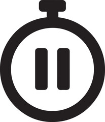 Timer with pause button silhouette icon, vector design for countdown, time, and control.