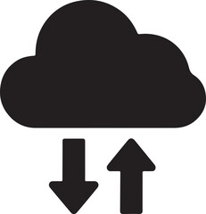 Cloud with upload and download arrows silhouette icon, vector design for data and cloud use.